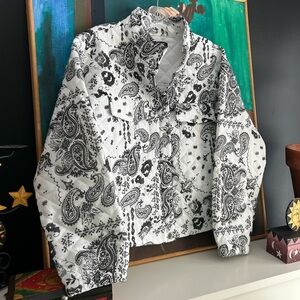 Mexx Black and White Quilted Paisley Blazer Large